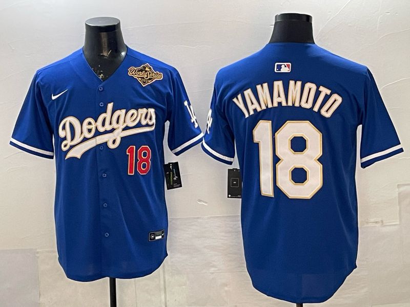 Men Los Angeles Dodgers #18 Yamamoto Blue Gold Game 2026 Nike MLB Jersey 0019->los angeles dodgers->MLB Jersey